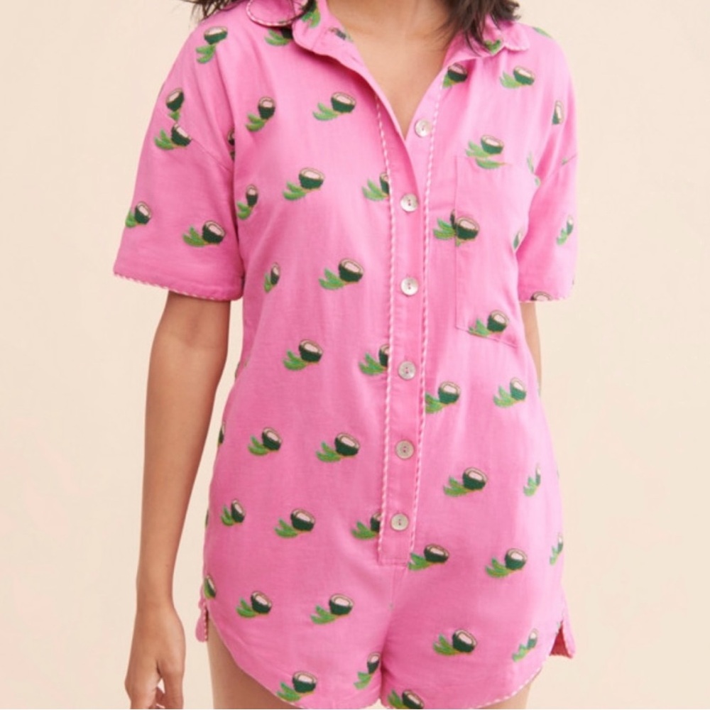 Farm Rio Cross Stitch Coconut Romper